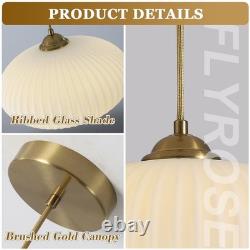Flyrose FP2136-G Antique Brass Milk Glass White Globe Large Pendant Light