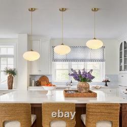 Flyrose FP2136-G Antique Brass Milk Glass White Globe Large Pendant Light