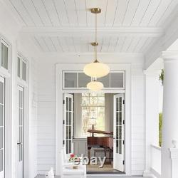Flyrose FP2136-G Antique Brass Milk Glass White Globe Large Pendant Light