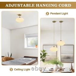 Flyrose FP2136-G Antique Brass Milk Glass White Globe Large Pendant Light