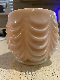 Fostoria Milk Glass Swag Vintage Drape Lincoln Pink Vase Bowl Candle Holder