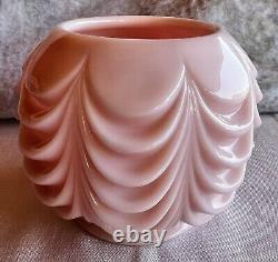 Fostoria Milk Glass Swag Vintage Drape Lincoln Pink Vase Bowl Candle Holder EUC