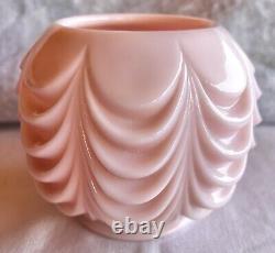 Fostoria Milk Glass Swag Vintage Drape Lincoln Pink Vase Bowl Candle Holder EUC