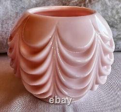 Fostoria Milk Glass Swag Vintage Drape Lincoln Pink Vase Bowl Candle Holder EUC