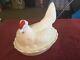 Fostoria White Milk Glass Chicken On A Nest With 1/2 Red Top And Eye