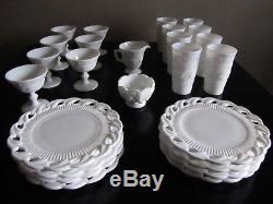 Fostoria Wistar Betsy Ross Milk Glass Plate Set Collection-excellent Cond-25 Pcs
