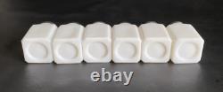 Frank Tea & Spice Co Dove Brand 12 White Milk Glass Spice Jars on Metal Rack