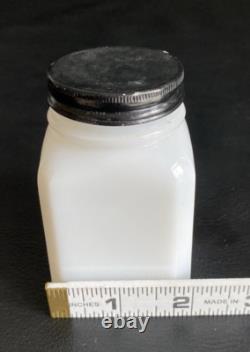 Frank Tea & Spice Co Dove Brand 12 White Milk Glass Spice Jars on Metal Rack