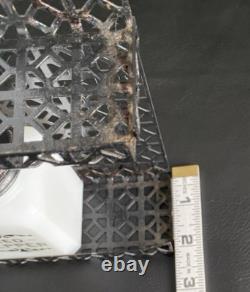 Frank Tea & Spice Co Dove Brand 12 White Milk Glass Spice Jars on Metal Rack