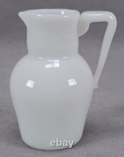 French Hand Blown White Opaline Milk Glass Miniature Pitcher C. 1930s