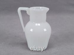 French Hand Blown White Opaline Milk Glass Miniature Pitcher C. 1930s