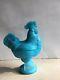 French Portieux Vallerysthal Blue Opaline Milk Glass Rooster Ring Of Fire Mint