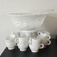 Fruits Milk Glass Punch Bowl, Pedestal, Ladle, 12 Cups By Westmoreland