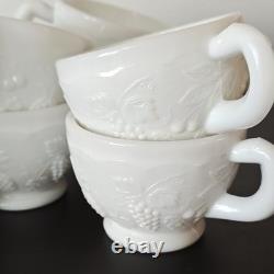 Fruits Milk Glass Punch Bowl, Pedestal, ladle, 12 cups by Westmoreland