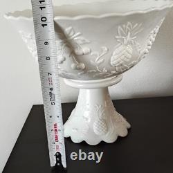 Fruits Milk Glass Punch Bowl, Pedestal, ladle, 12 cups by Westmoreland