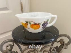 GAY FAD FRUITS Hand Painted Milk Glass BATTER BOWL Fire King Anchor Hocking