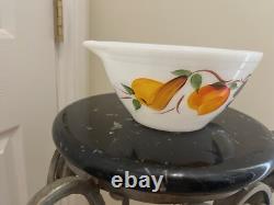 GAY FAD FRUITS Hand Painted Milk Glass BATTER BOWL Fire King Anchor Hocking