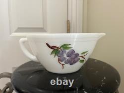 GAY FAD FRUITS Hand Painted Milk Glass BATTER BOWL Fire King Anchor Hocking
