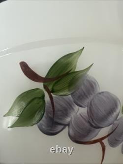 GAY FAD Hand Painted Fruit Milk Glass BATTER BOWL Fire King Anchor Hocking Grape