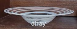 Giant Retro Art Glass Table Plate, Murano, Spiral, Milk Filigrana, Vase Handmade