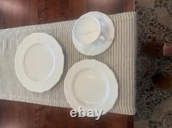 Glossy white milk glass dish sets vintage with grape and leaf pattern