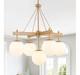 Gold Globe White Milk Glass Chandelier 5-light Mid Century Sputnik Ceiling Light