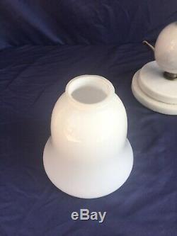 Gorgeous French White Marble Milk Glass & Brass Antique Lamp