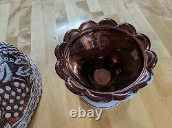Gorgeous Rare Antique Milk Glass Copper Luster Punch Bowl