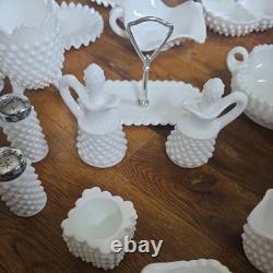 Gorgeous and Unique Vintage Hobnail Milk Glass 34 pieces