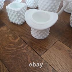 Gorgeous and Unique Vintage Hobnail Milk Glass 34 pieces