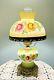 Granny Chic Antique Gone With Wind Hurricane Table Lamp Hand Painted Milk Glass