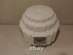 Great Art Deco Milk Glass Black Design Skyscraper Light Fixture, Ks Theatre #1