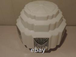 Great Art Deco Milk Glass Black Design Skyscraper Light Fixture, Ks Theatre #2