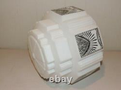 Great Art Deco Milk Glass Black Design Skyscraper Light Fixture, Ks Theatre #2