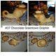 Greentown Chocolate Dolphin Antique/vintage White Milk Glass Covered Dish