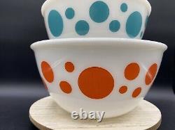 HAZEL ATLAS 4 NESTING POLKA DOT MIXING BOWLS, 1950's GREAT CONDITION