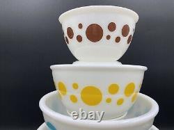 HAZEL ATLAS 4 NESTING POLKA DOT MIXING BOWLS, 1950's GREAT CONDITION