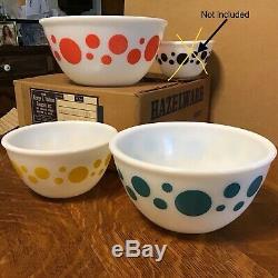 HAZEL ATLAS DOT Mixing bowl set ORIGINAL BOX unused perfect 3 of 4 NOS set #8749