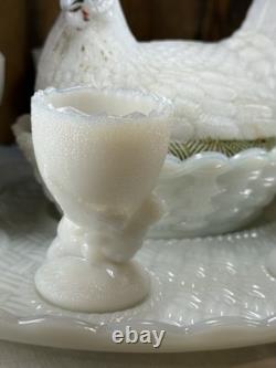 HTF Early 20th Century Vallerysthal Hen on Nest Breakfast Set- 9 Pieces