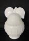 Htf Large White Milk Glass Imperial Beaded Block Pear Shaped Candy Dish