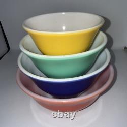 HTF McKee Vintage Primary Bell Shape Milk Glass Mixing Bowl Set of 4