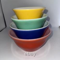 HTF McKee Vintage Primary Bell Shape Milk Glass Mixing Bowl Set of 4