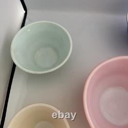HTF McKee Vintage Primary Bell Shape Milk Glass Mixing Bowl Set of 4