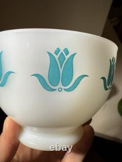 HTF Vintage Fire King Tulip Cottage Cheese Bowls Milk Glass (Set of 3)