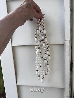 HTF Vintage MIRIAM HASKELL Signed POURED MILK Glass Huge BIB? NECKLACE Mint