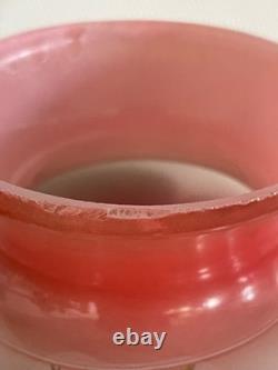 Hand Painted Pink & White Milk Glass Floral Hurricane Electric Lamp Vintage