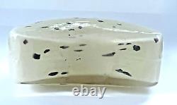 Handblown Murano Style Dalmatian Milk Glass Purse Vase Hat Dish Red Accent 01014