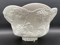 Harvest Grapes & Leaves Milk Glass 12 Piece Punch Bowl Set By Colony