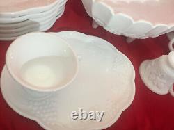 Harvest Milk Glass by Colony 15 pc Snack Plates, Snack Cups Oval Bowl Vase