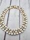 Hattie Carnegie White Milk Glass Necklace Triple Layer Gold Tone Choker 14 Read